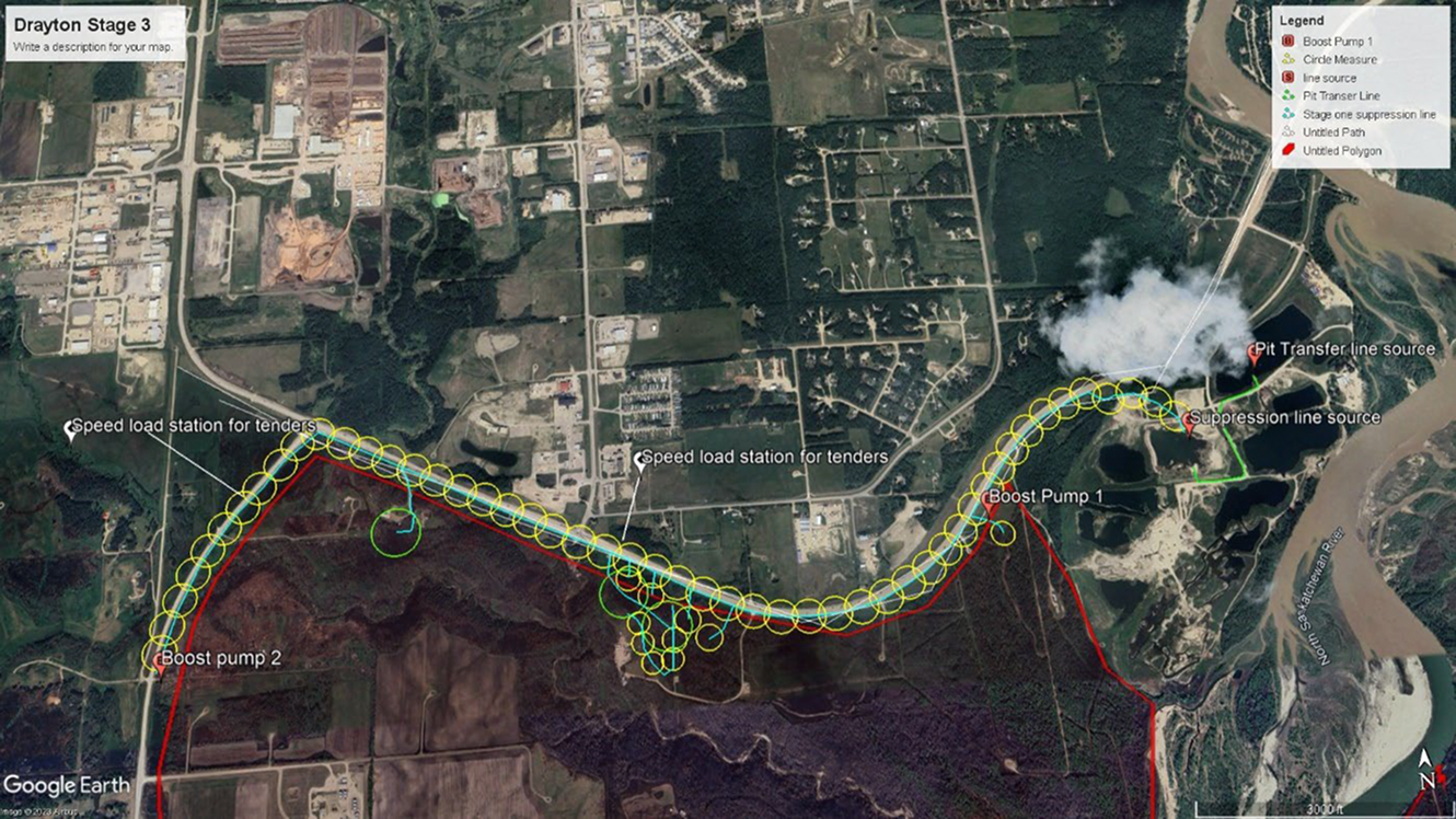 Google Earth map showing Drayton Stage 3 pipeline route